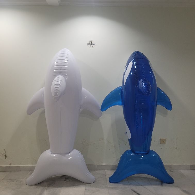 Inflatable whale, inflatable blimp whale, pool toy, blow up toy.