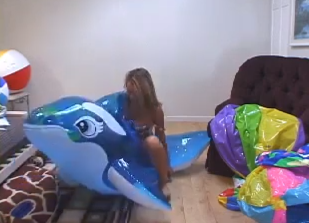 Inflatable popping, inflatable fetish video, Inflatable whale, inflatable blimp whale, pool toy, blow up toy.